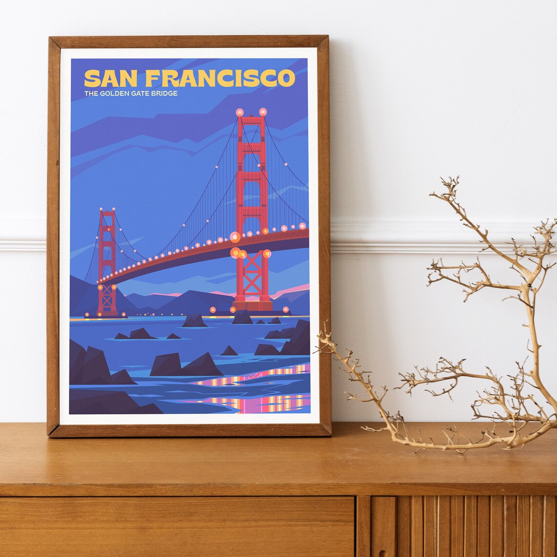 San Francisco California Travel Poster, Golden Gate Bridge - Image 5