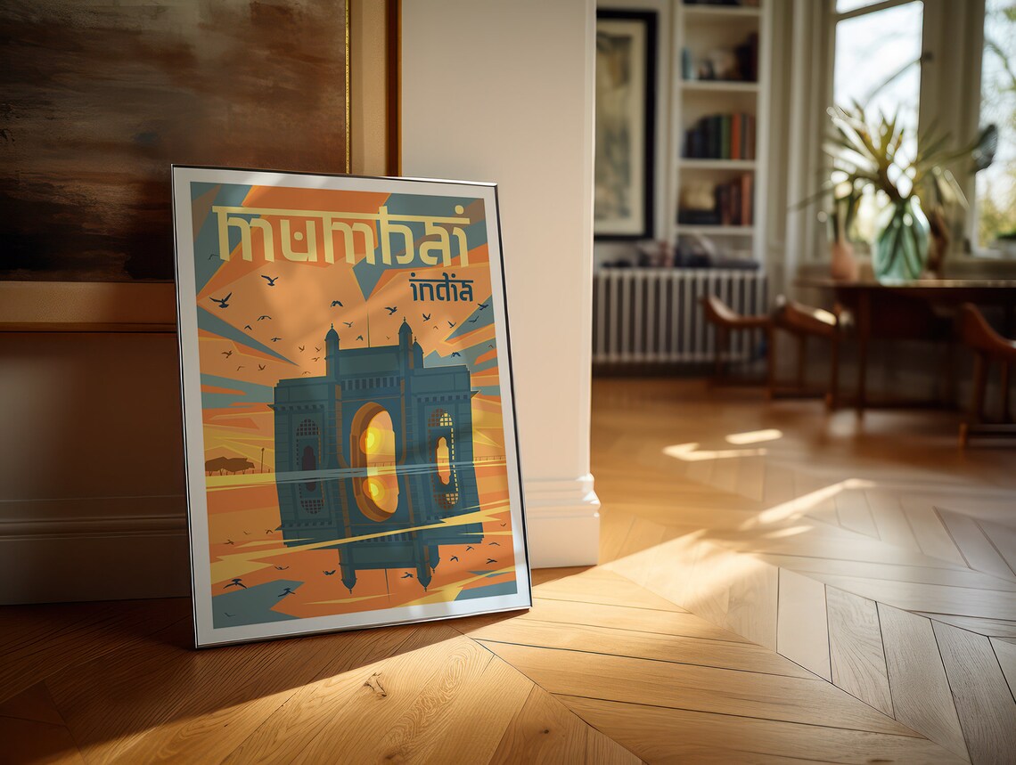Mumbai India Gateway of India Sunset Water Reflection Art Poster - Image 5