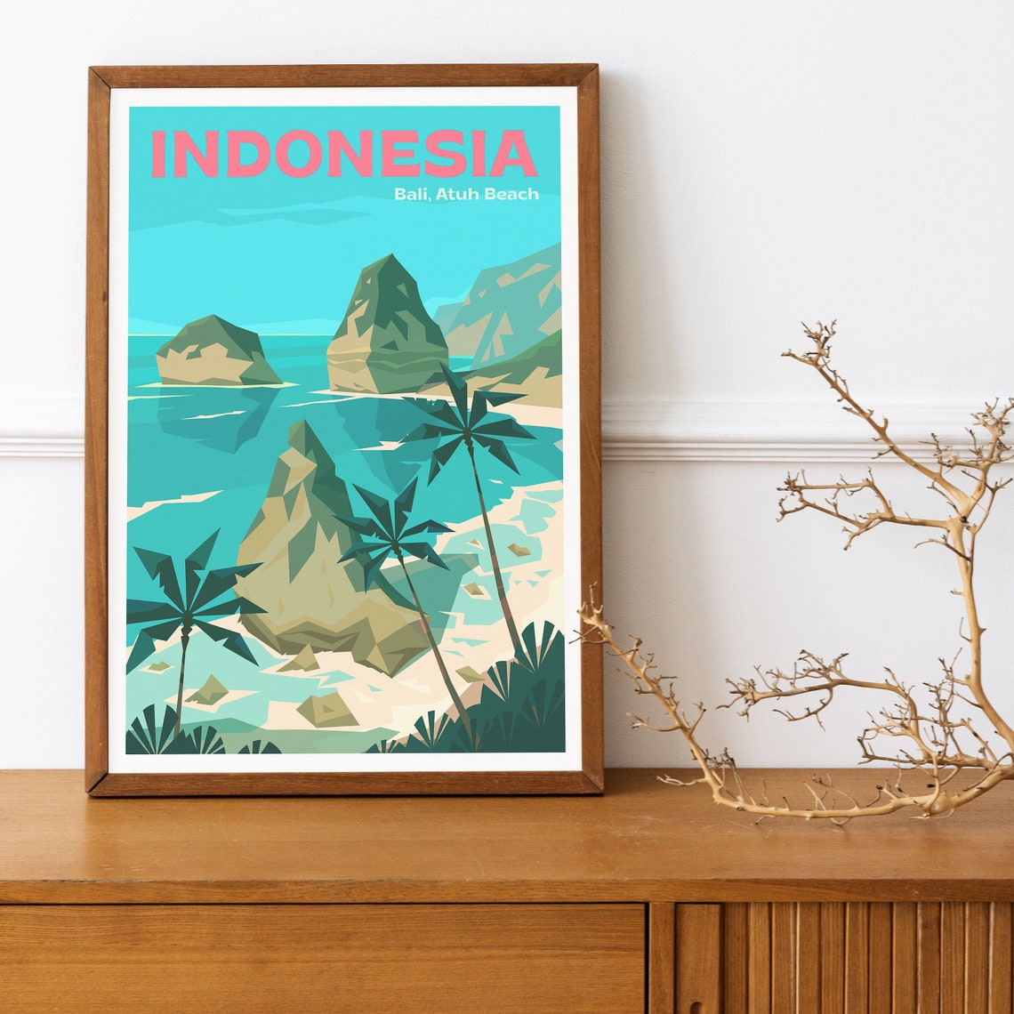 Bali Indonesia Atuh Beach Travel Poster Bali Indonesia Atuh Beach Wall Art Bali Travel Print Bali Colorful Bali Indonesia Travel Print - Image 2