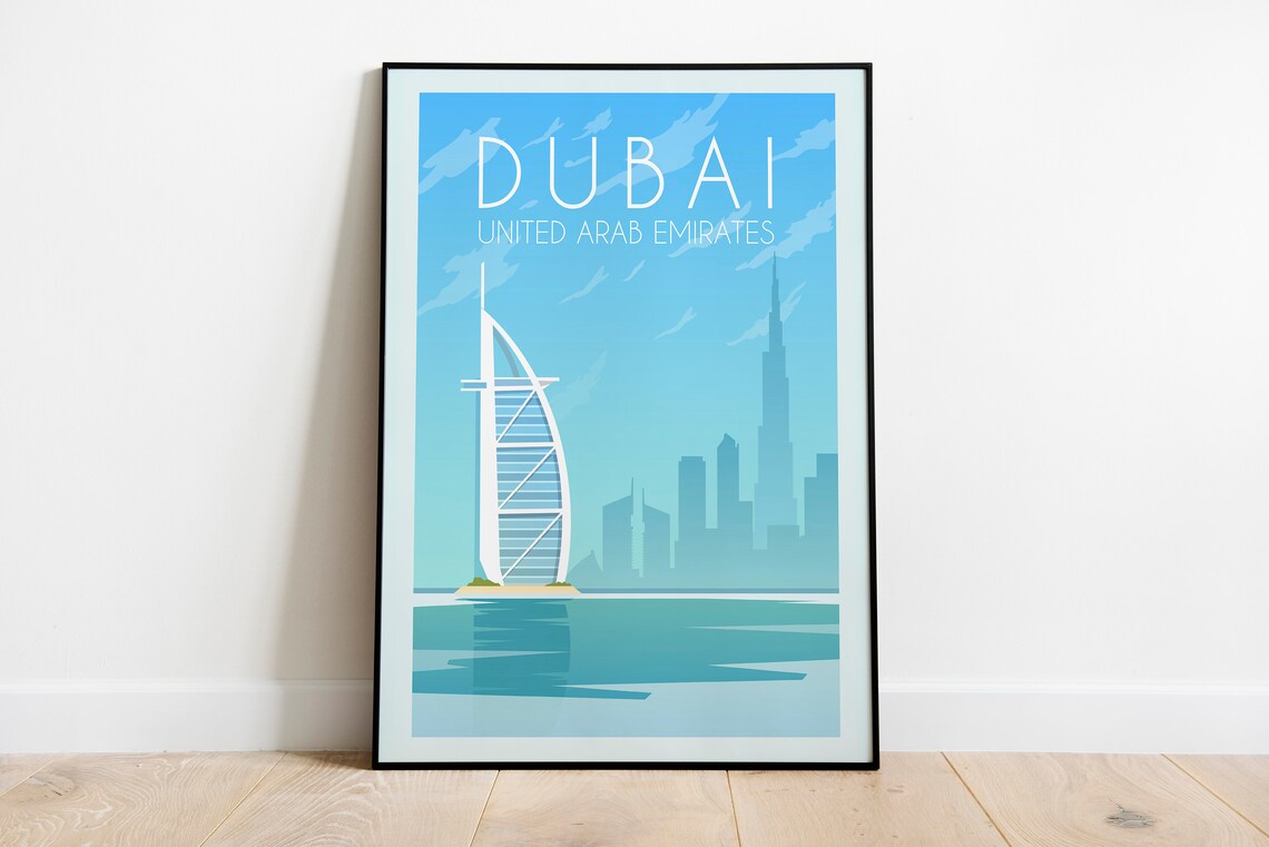 Dubai Burj Al Arab United Arab Emirates Skyline Hotel Poster Art