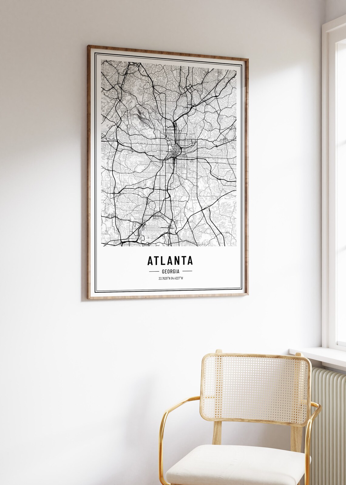 Atlanta Georgia City Street Map Minimalist Black and White Poster - Image 5