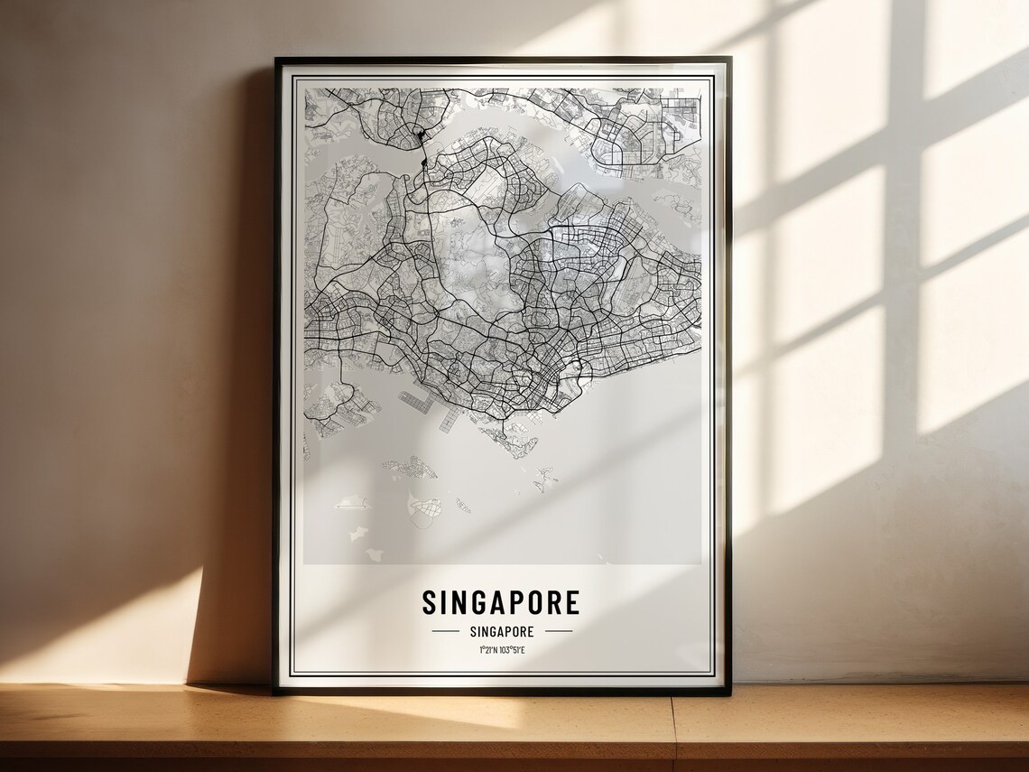 Singapore City Map Minimalist Street Line Art Gallery Wall Poster - Image 3