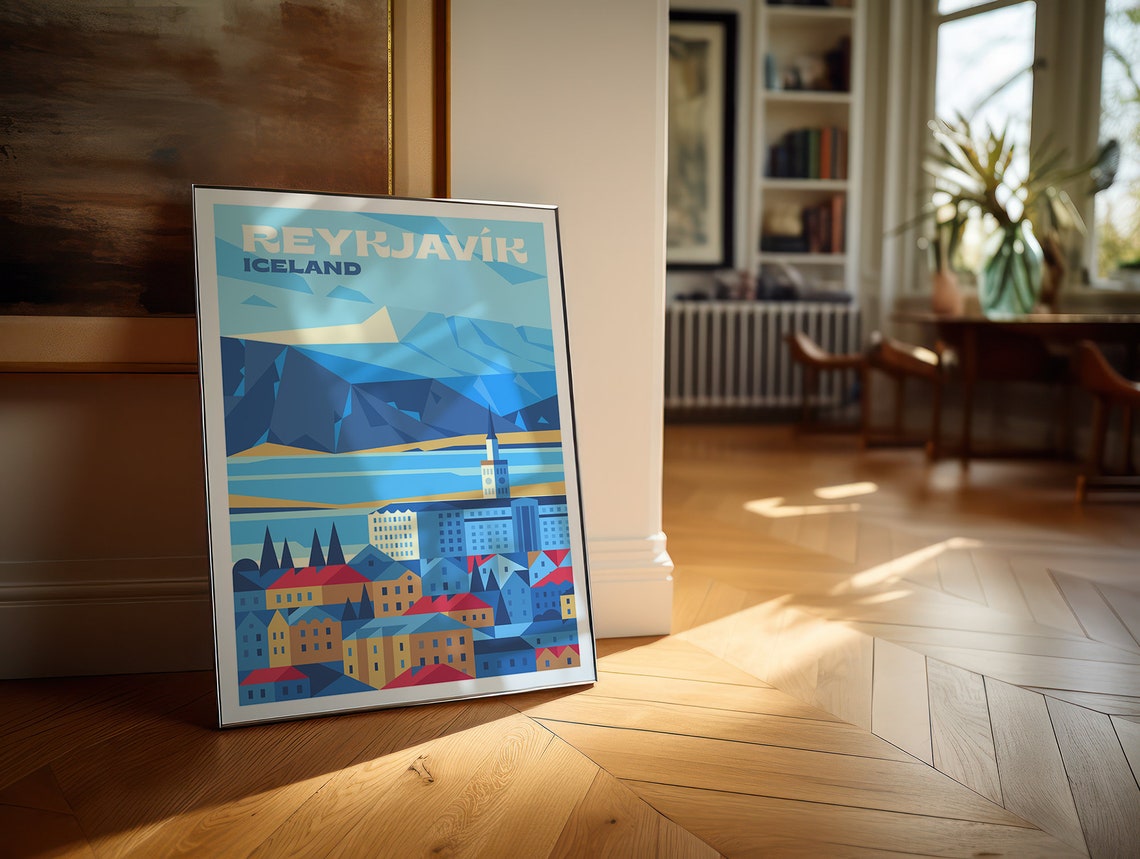 Reykjavik Travel Poster Reykjavik Iceland Poster Art Reykjavik Iceland Travel Print Travel Illustration Art Home Decor - Image 5