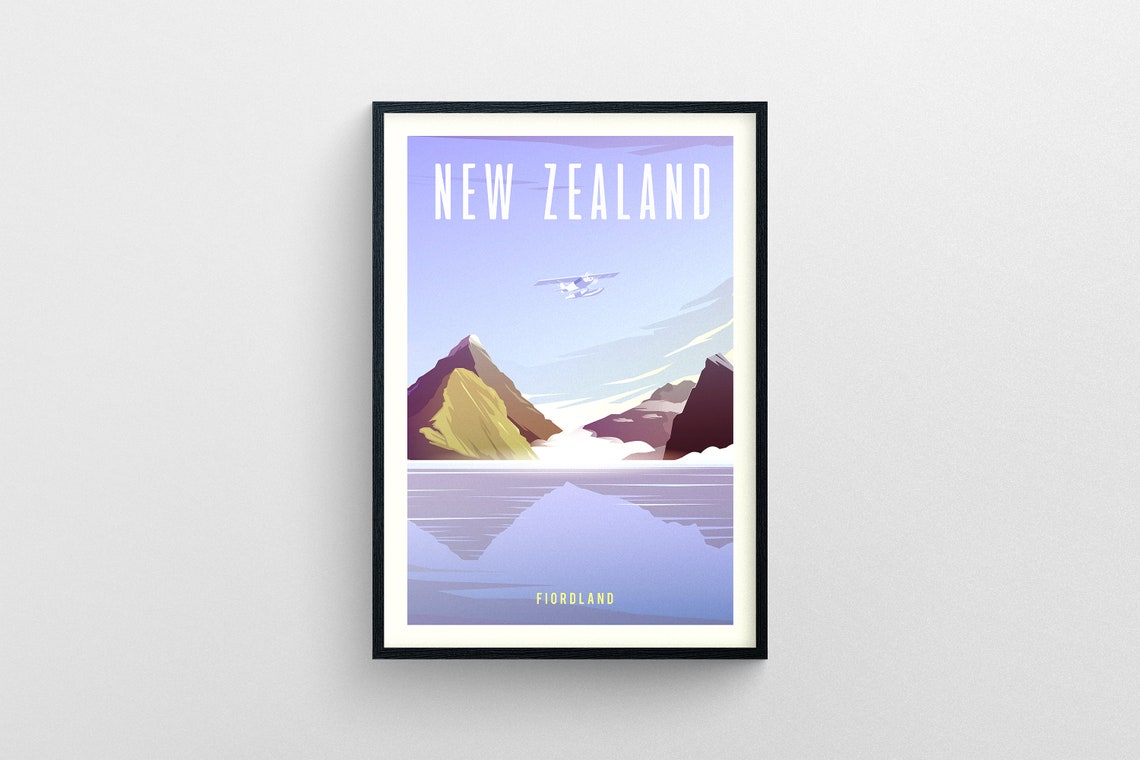 New Zealand Travel Poster New Zealand Gallery Wall Art New Zealand Dorm Wall Art New Zealand Office Wall Wanderlust Poster Illustration - Image 5