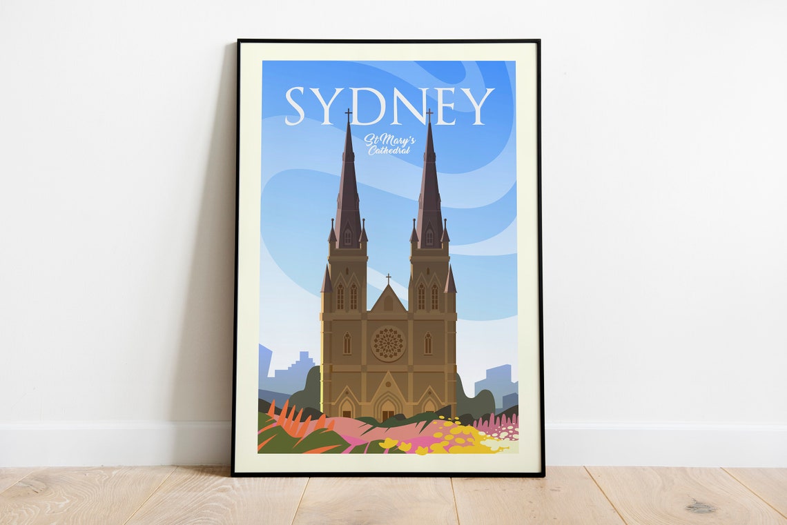 Sydney St Mary's Cathedral Australia Twin Spires Church Wall Poster
