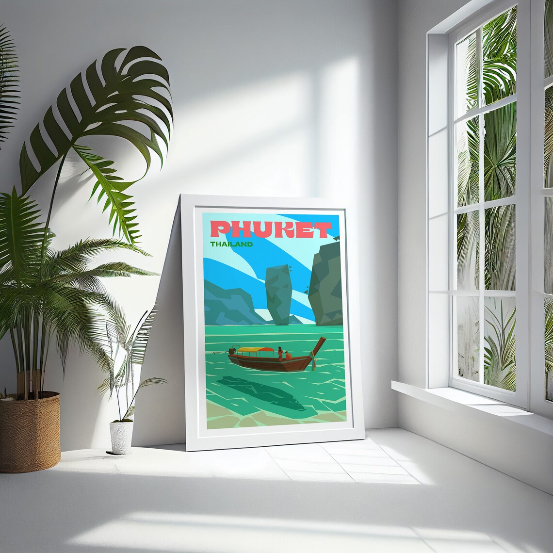 Phuket Thailand Travel Poster Phuket Thailand Gallery Wall Art Phuket Thailand Travel Print Phuket Thailand Travel Illustration Art Print - Image 5
