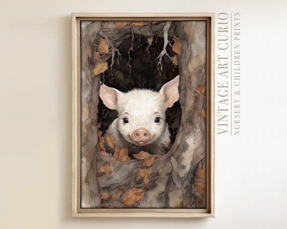 Vintage Piglet Art Print Rustic Nursery Decor