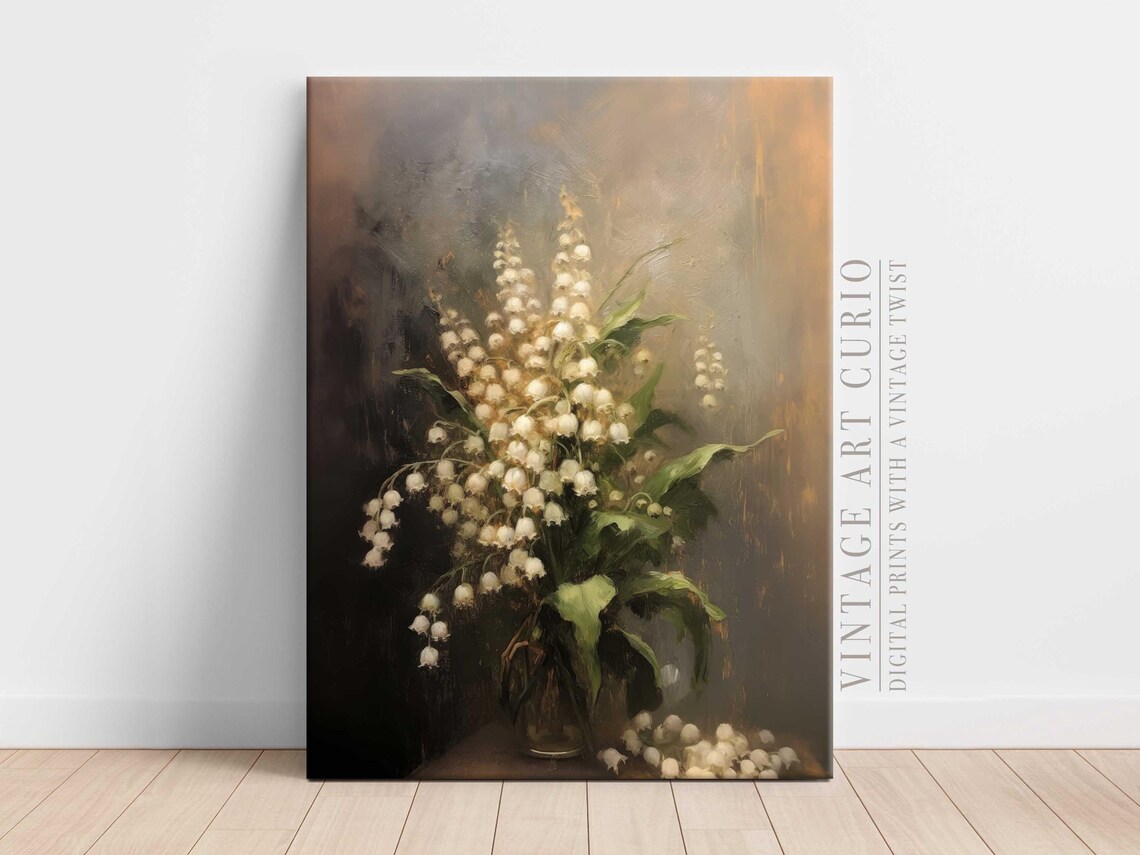 Lily of the Valley Vintage Oil Painting Floral Still Life Art Poster