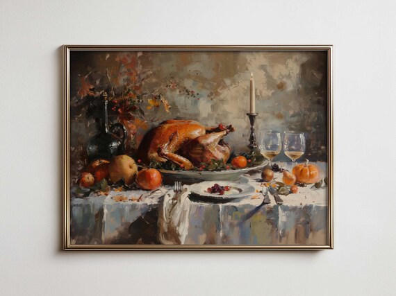 Autumn Thanksgiving Still Life Farmhouse Wall Art Vintage French Country Kitchen For Fall Decor Maximalist With Vibe