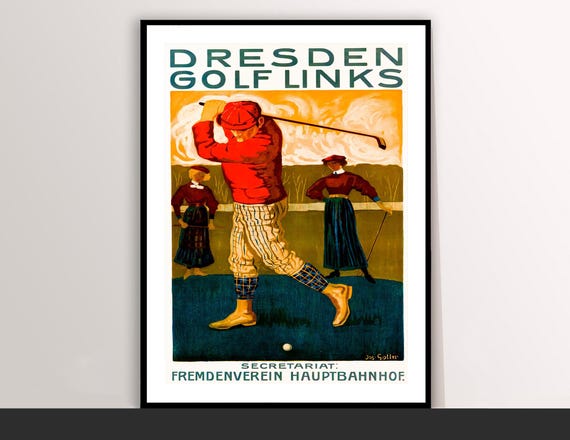Dresden Golf Links Vintage Travel Poster Art Deco Print Buy 2 Get 1 Free