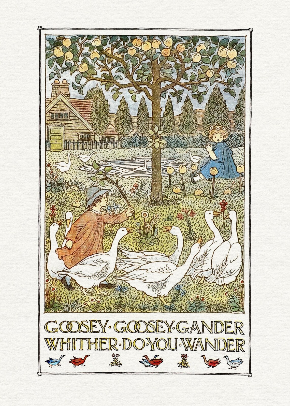 Vintage Nursery Rhyme Mother Goose Art Print