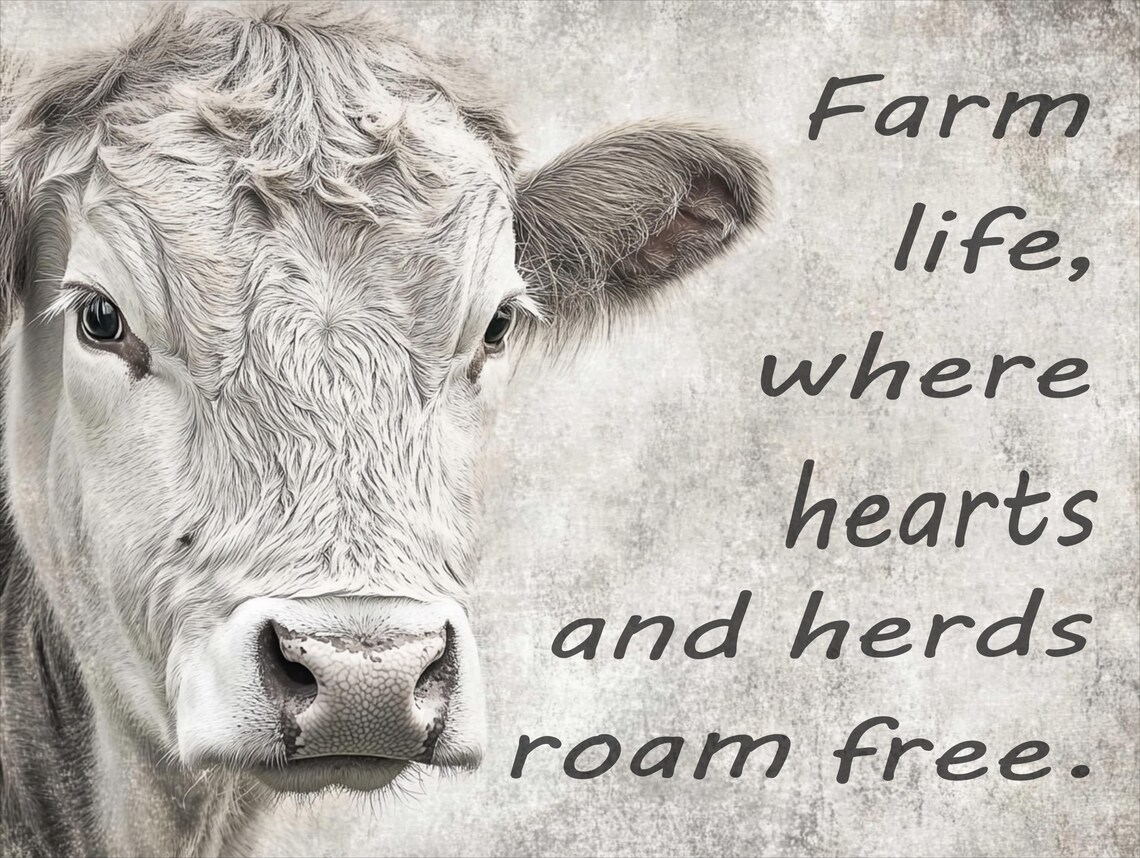 Farm Life Where Hearts and Herds Roam Free Cow Quote Art Poster - Image 3