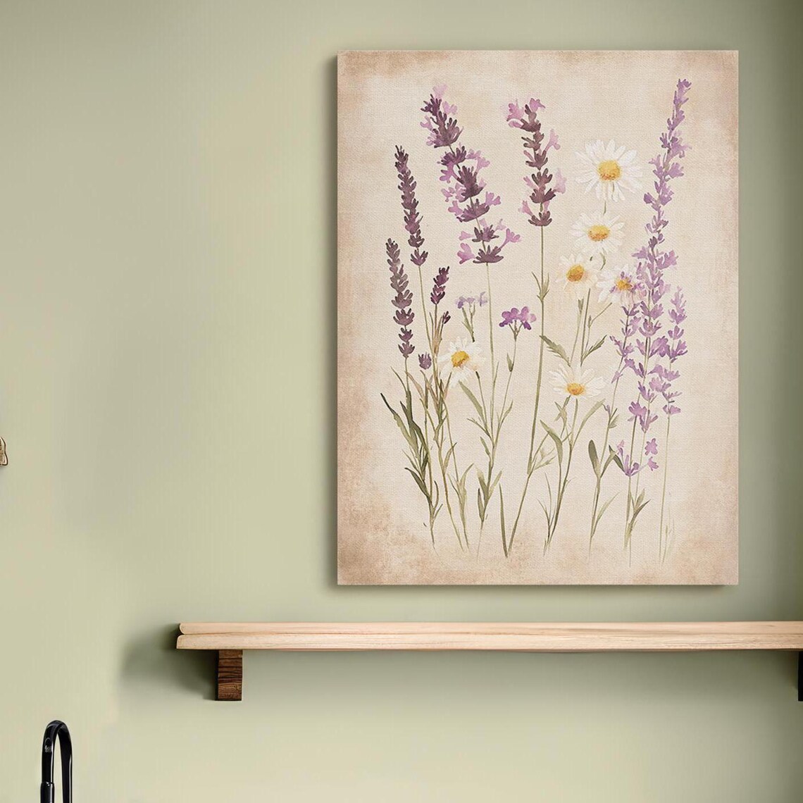 Lavender Daisy Wildflower Watercolor Botanical Farmhouse Art Poster - Image 4