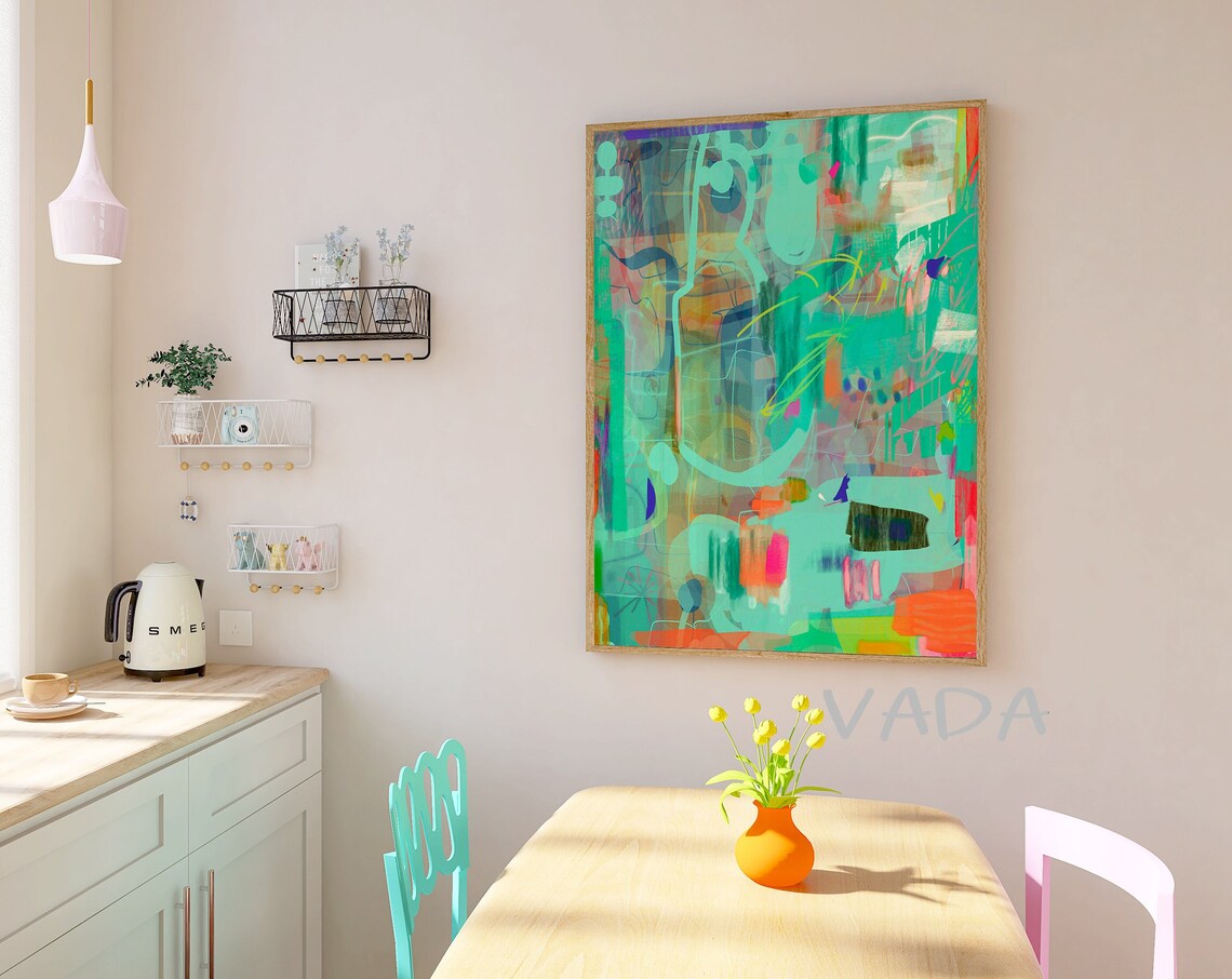 Colorful Abstract Painting Art Print, Modern Abstract