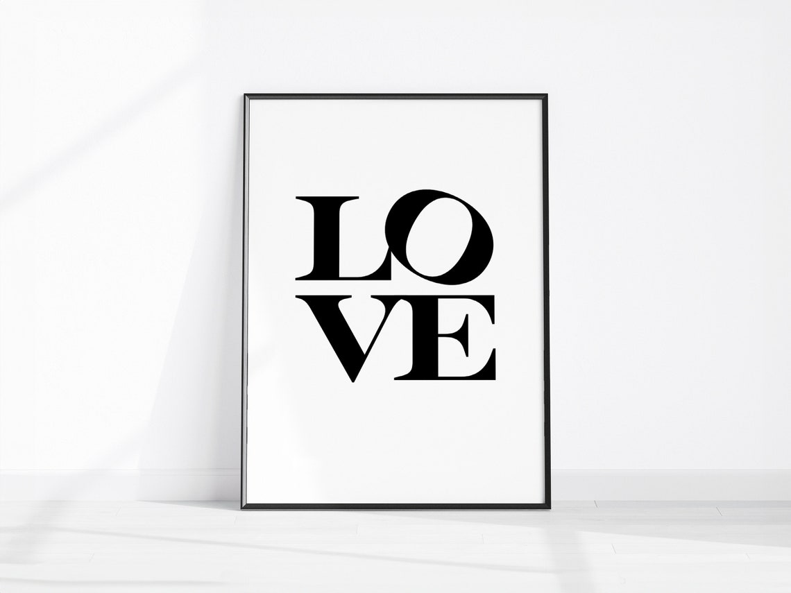 Love Minimalist Black Serif Typography Modern Bedroom Decor Poster
