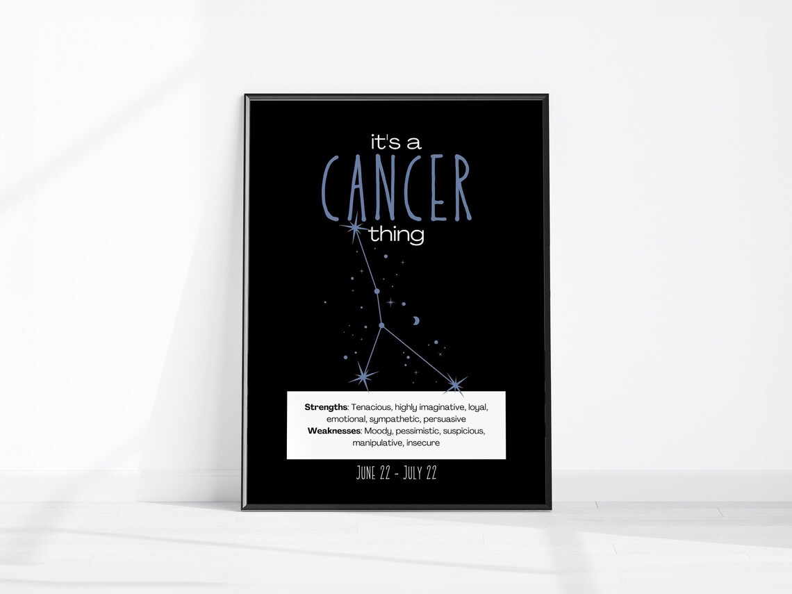Cancer Zodiac Constellation Star Sign Astrology Blue Night Poster