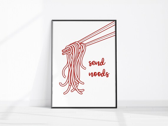 Noodles Wall Art Kitchen Prints Minimalist Food Print Cute Funny Noodle