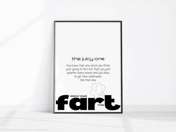 Funny Washroom Print The Juicy One Fart Description Fun Bathroom Wall Art Farting Definition Home Decor Dorm Room Poster