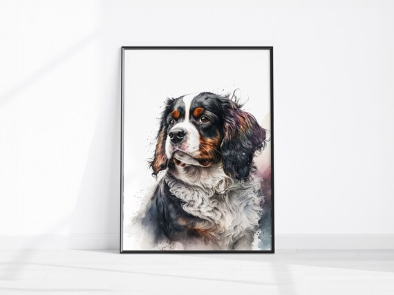 Spaniel Wall Art Cavalier King Charles Print Dog Lover Gift Abstract Pet Home Decor