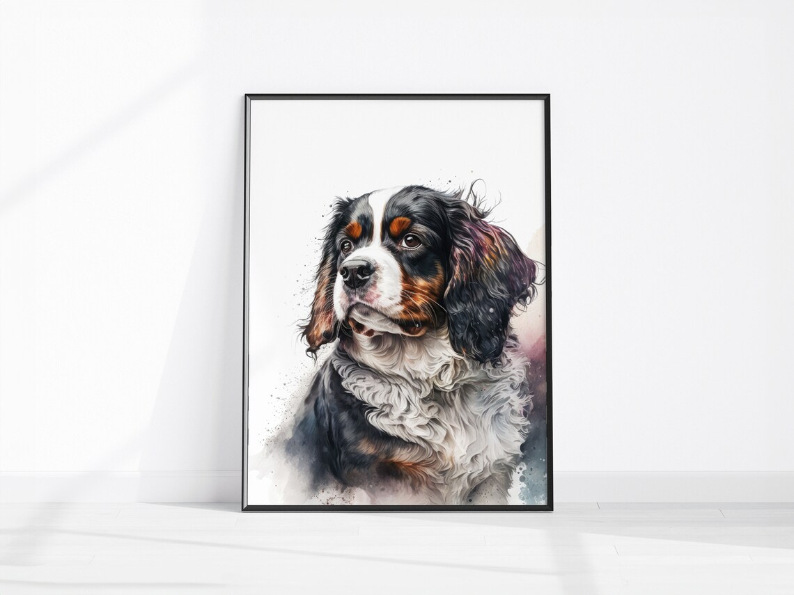 Spaniel Wall Art Cavalier King Charles Print Dog Lover Gift Abstract Pet Home Decor