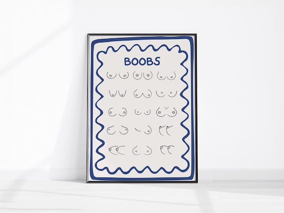 Line Art Nude Funny Boobies Print Boobs Wall Trendy Fun Gift For Men Retro Poster Cute Tits Sketch Home Decor