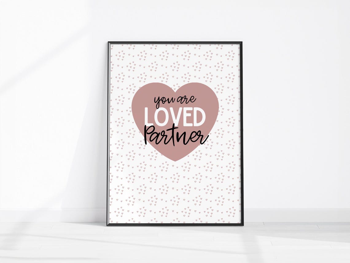 You Are Loved Partner Dusty Rose Heart Romantic Affirmation Poster