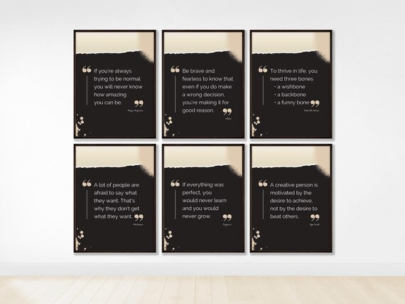 Motivational Quotes Set Of 6 Entrepreneur Gift Motivating Gallery Wall Dorm Decor Teen Room Grunge Art Classroom Posters Office Prints