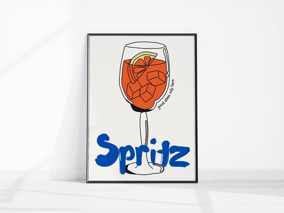 Spritz Cocktail Retro Bar Art Orange Aperitivo Good Vibes Poster