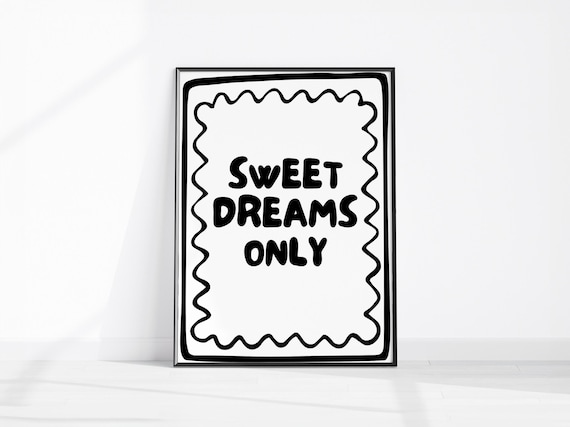 Above Bed Sweet Dreams Print Dorm Room Prints Teenager Bedroom College Apartment Cute Sleep Quote Wall Art