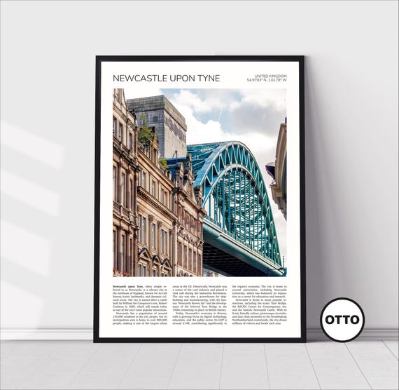 Newcastle Upon Tyne Wall Art Newcastle Upon Tyne Artful Travel Poster Print Photo Tyne Bridge Tyne Wear United Kingdom