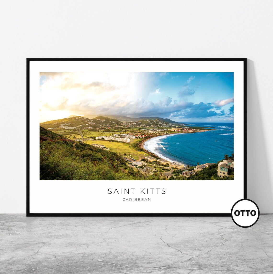 Saint Kitts Travel Poster, Frigate Bay Landscape