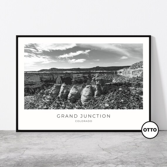 Grand Junction Colorado Canyon Monochrome Black White Landscape Poster
