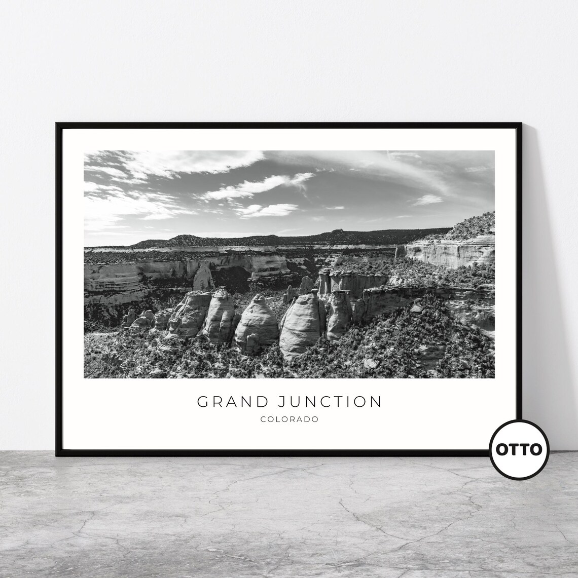 Grand Junction Colorado Canyon Monochrome Black White Landscape Poster