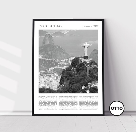 Rio De Janeiro Christ The Redeemer Corcovado Black And White Poster