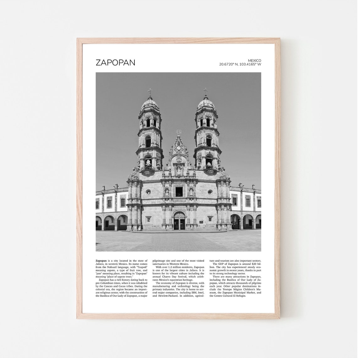Zapopan Wall Art Basilica De Zapopan Artful Travel Poster Print Photo Guadalajara Jalisco Mexico Print