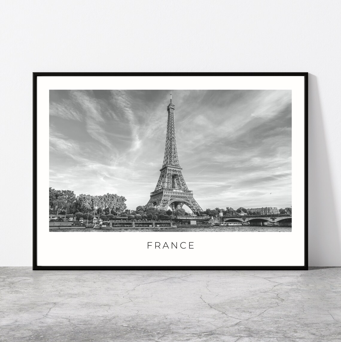 France Travel Poster, Paris Eiffel Tower Cityscape