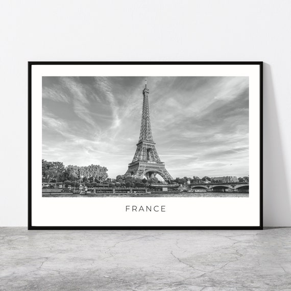 France Travel Poster, Paris Eiffel Tower Cityscape