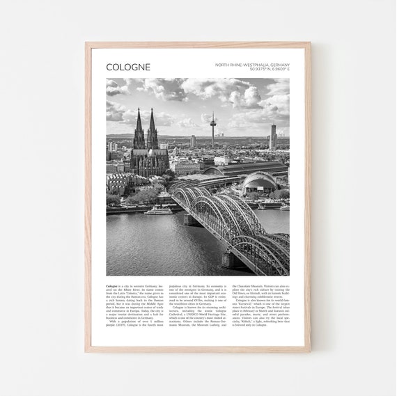 Cologne Wall Art Cologne Artful Travel Poster Print Photo River Rhine Koln Hohenzollern Bridge Aerial View Germany