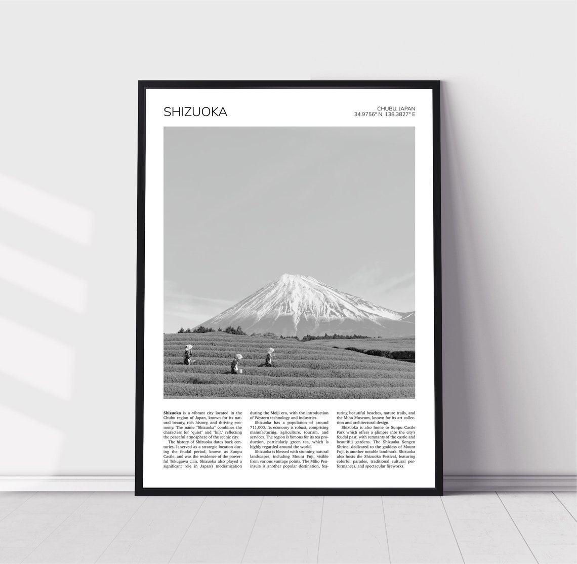 Shizuoka Wall Art Shizuoka Artful Travel Poster Print Photo Green Tea Fields Landscape Fuji City Chubu Japan