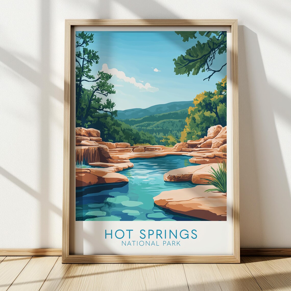 Hot Springs National Park Rocky Creek Sunset Vintage Travel Poster