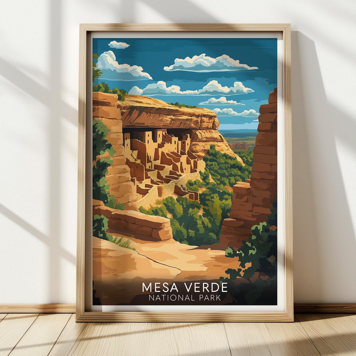 Mesa Verde National Park Cliff Dwellings Vintage Travel Wall Decor Poster