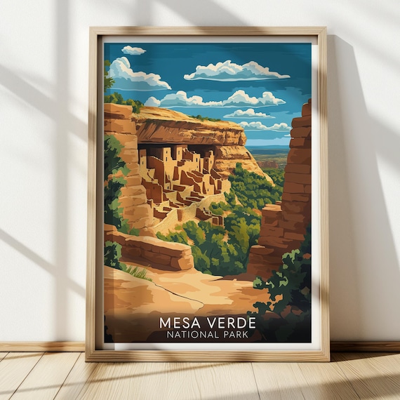 Mesa Verde National Park Cliff Dwellings Vintage Travel Wall Decor Poster