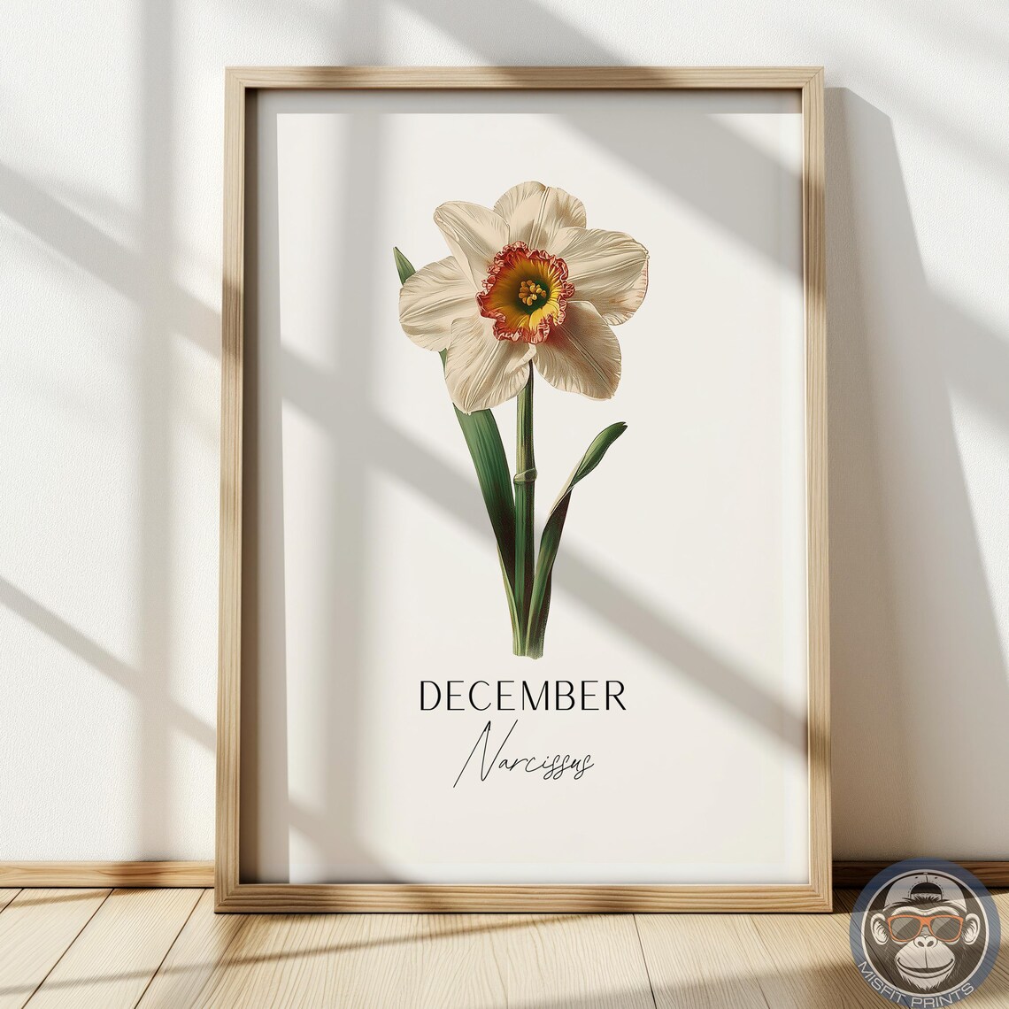 Narcissus Print December Birth Flower Botanical Art