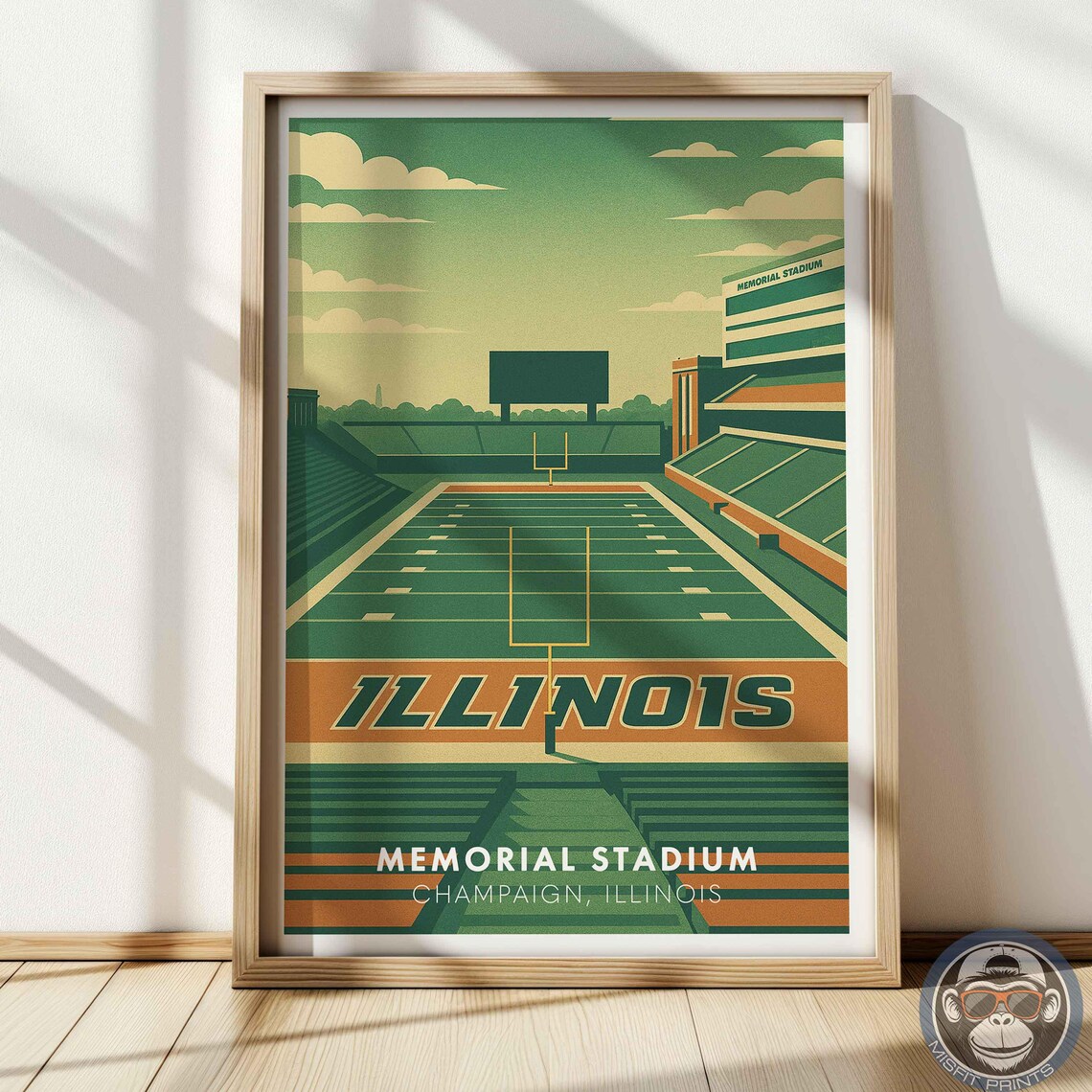 Memorial Stadium Illinois Minimalist Art Print