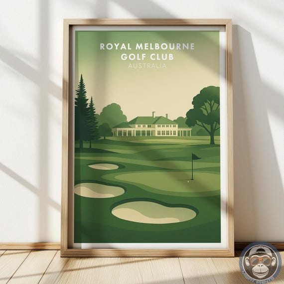 Royal Melbourne Golf Course Print Vintage Style Sports Art