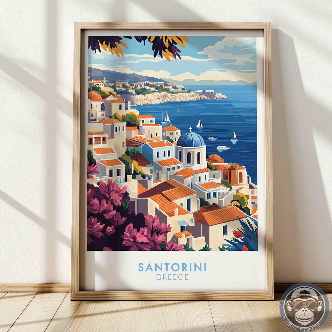 Santorini Greece Mediterranean Travel Poster