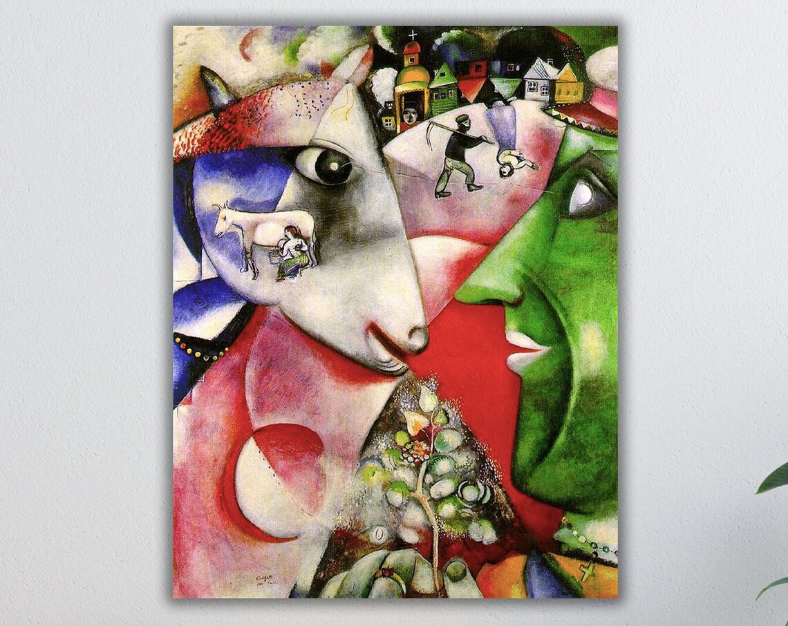 Marc Chagall I and the Village Cubist Village Scene Painting Poster