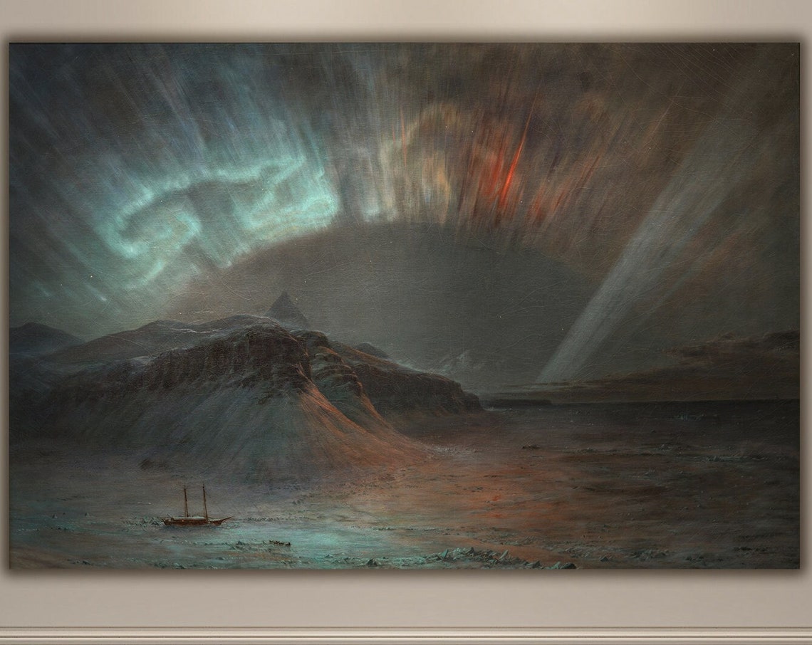 Aurora Borealis Frederic Church Poster Northern Lights Painting