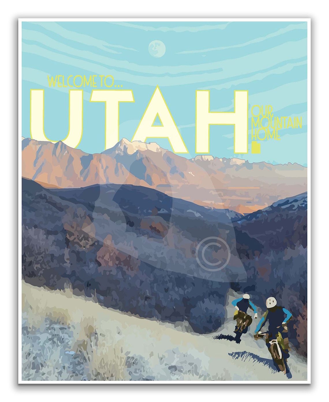 Utah Mountain Biking Vintage Style Travel Poster - Image 3