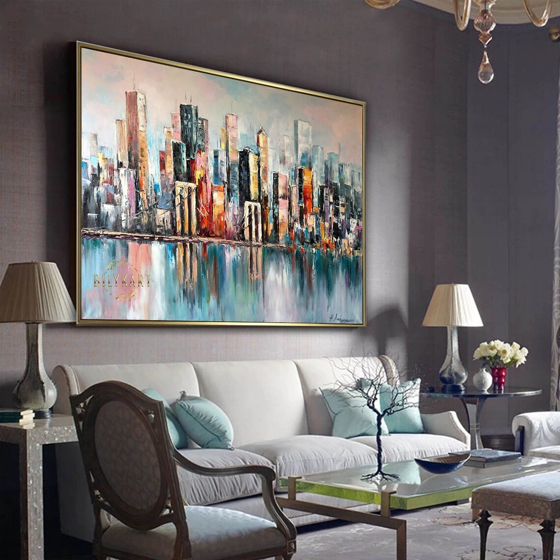 New York City Abstract Skyline Cityscape Art Print - Image 3